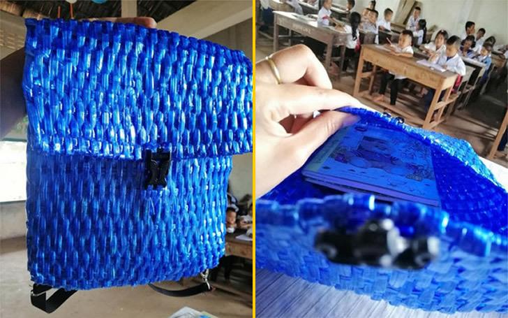 沒錢幫兒子買書包用尼龍繩自製 沒想到竟讓全校都羨慕...：根本最新時尚單品啊